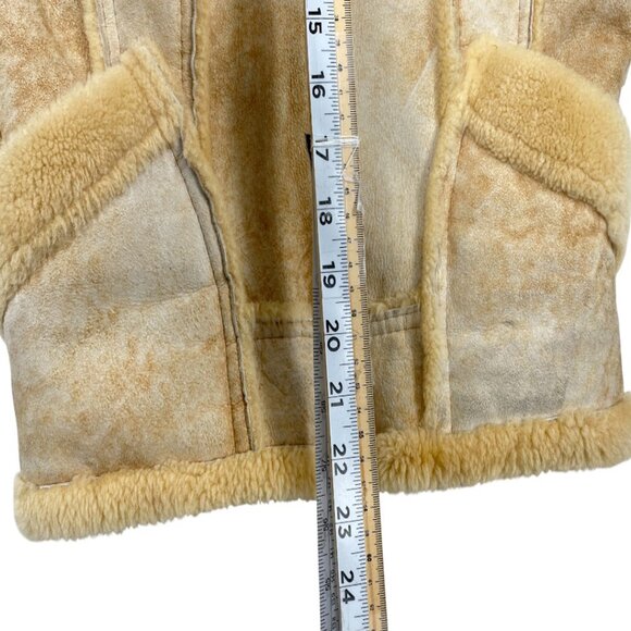 Vintage Leather Attic Shearling Sheepskin Aviator Moto Jacket Men's Small 36 - Picture 9 of 12